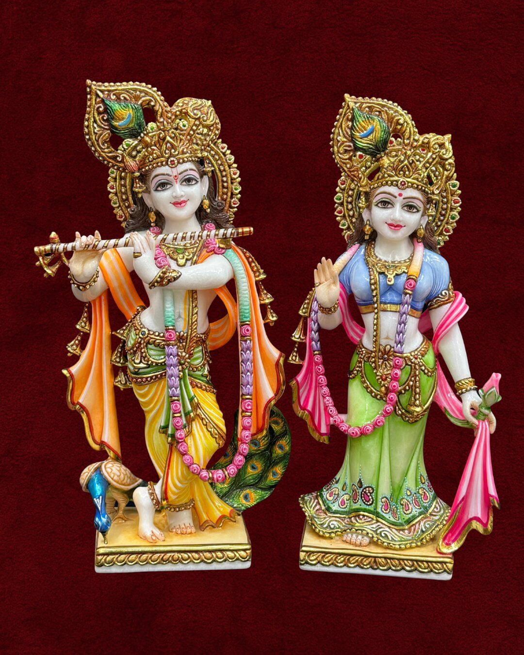 Artistic Marble Radha Krishna - Divine Love Excellence Premium Makrana Stone Deity Moorti
